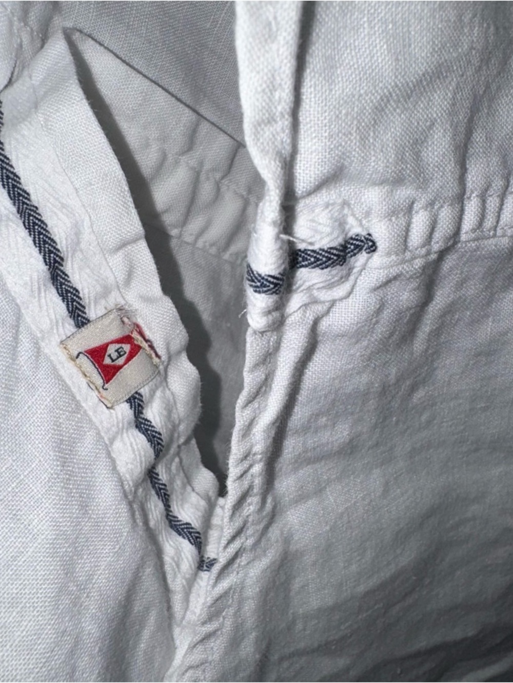 XLT Lands' End White Short-Sleeve Button-Down Linen Shirt - Picture 5 of 10